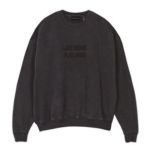 LY Mens Punk Crew Neck Long-Sleeved Sweatshirt / Black